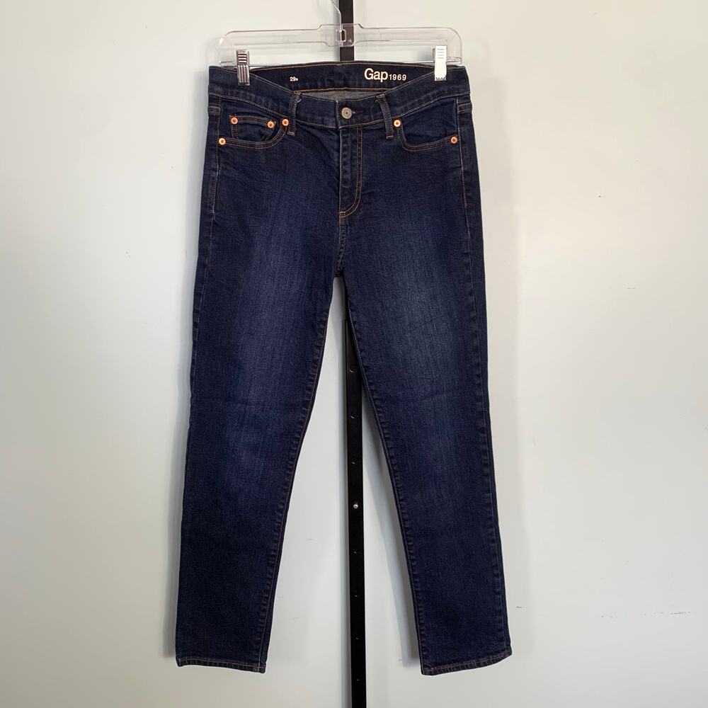GAP Authentic Straight High Rise Jeans in Dark Indigo Size 29 Short - Picture 2 of 9